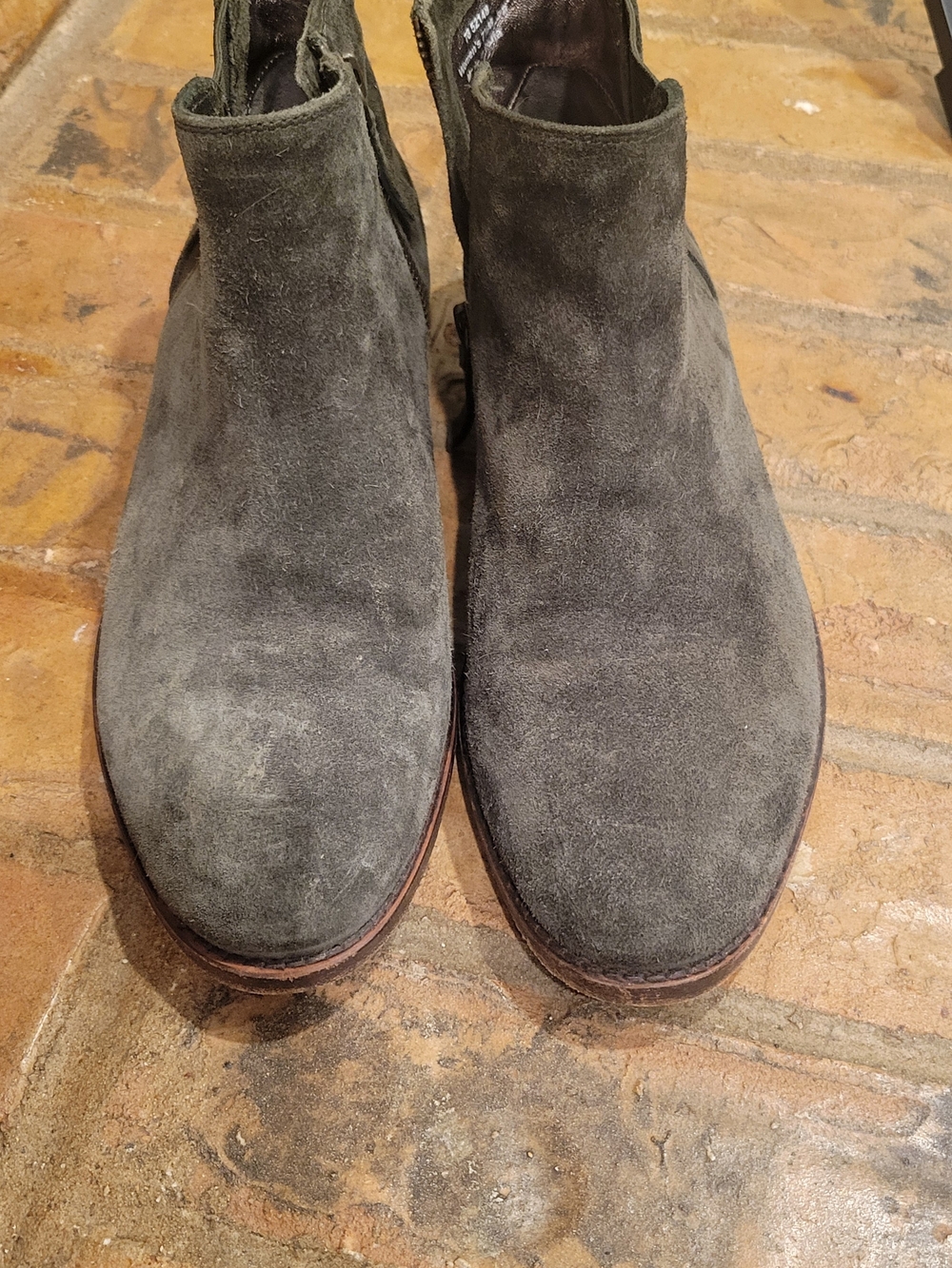 Johnston & Murphy Olive Green Suede Chelsea Booties
